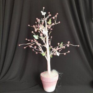 2/$20 Department 56 Pink Tree 18" Potted Butterflies Sparkles Spring DEPT 56